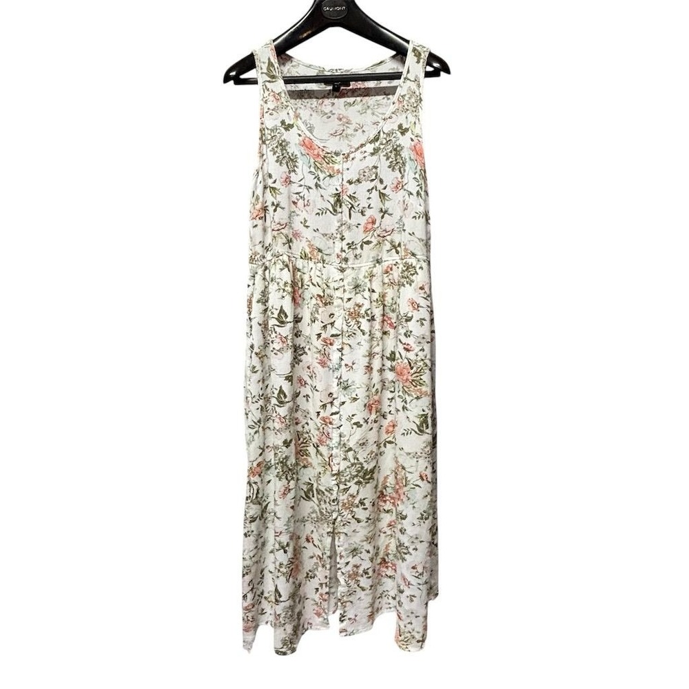 Frye Women's Floral Sleeveless‎ Button Front Midi Dress Size L